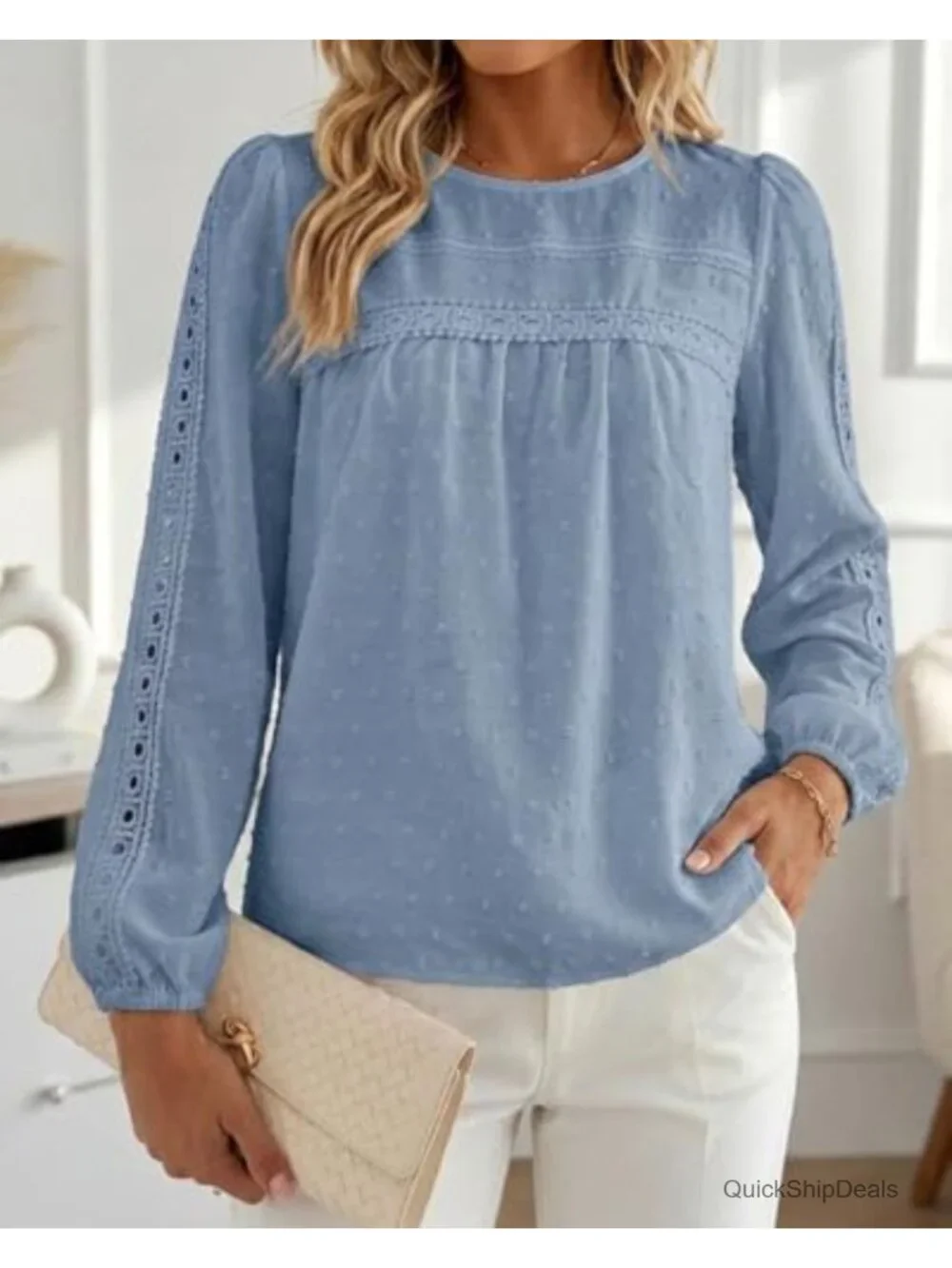 Long Sleeve Crochet Lace Blouse Bohemian Flowy Shirt